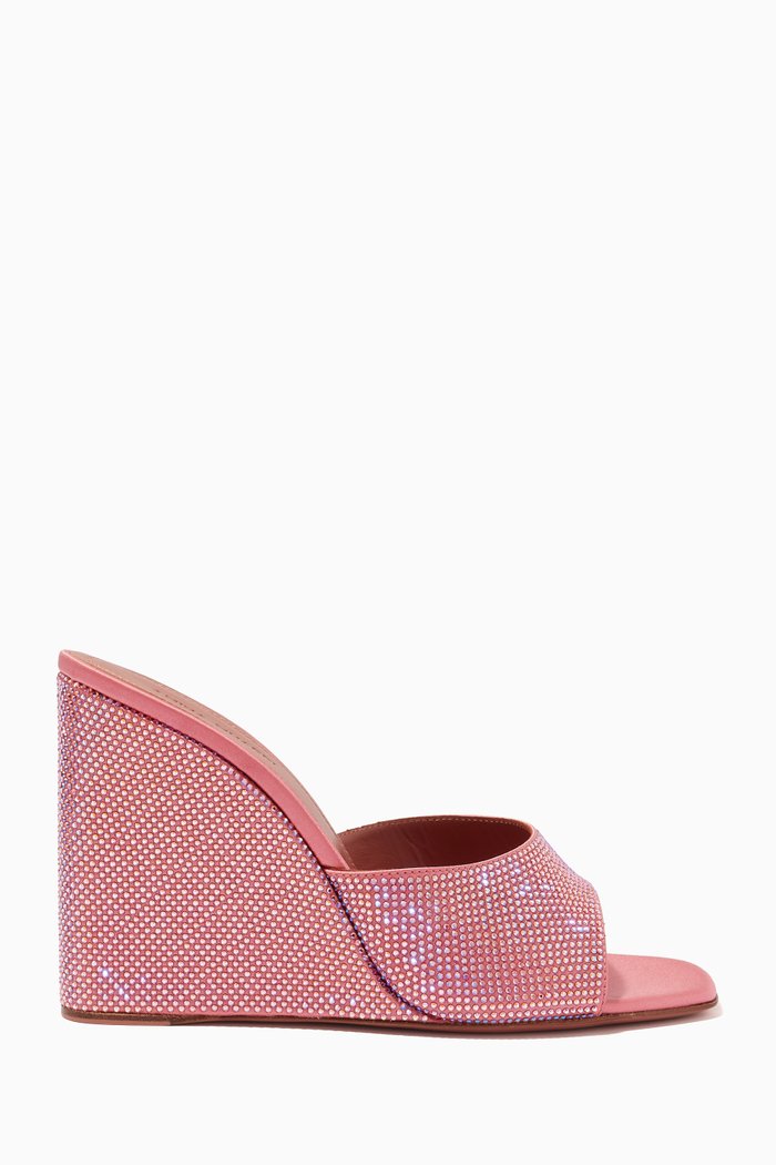 

Lupita Crystal 95 Wedge Mules in Satin, Pink