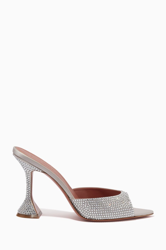 

Caroline 95 Crystal Mules in Satin, Grey