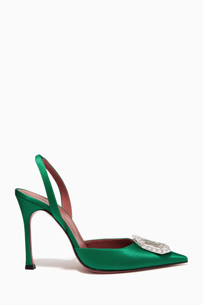 Camelia 105 Slingback Pumps in Satin, Green