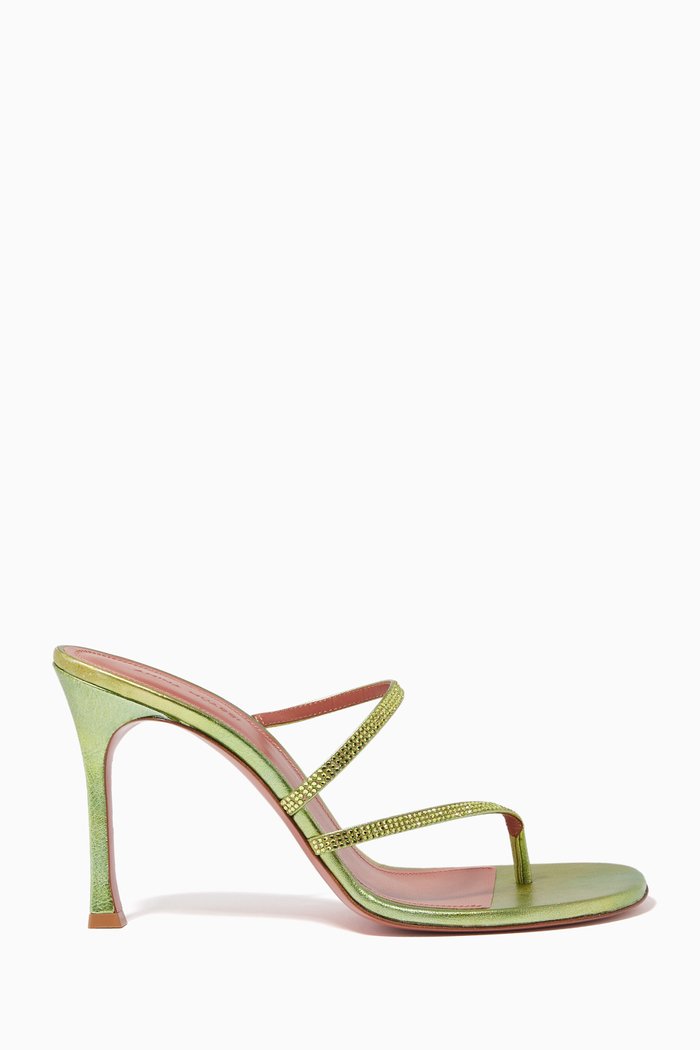 

Ami 105 Crystal Mule Sandals in Metallic-nappa, Green