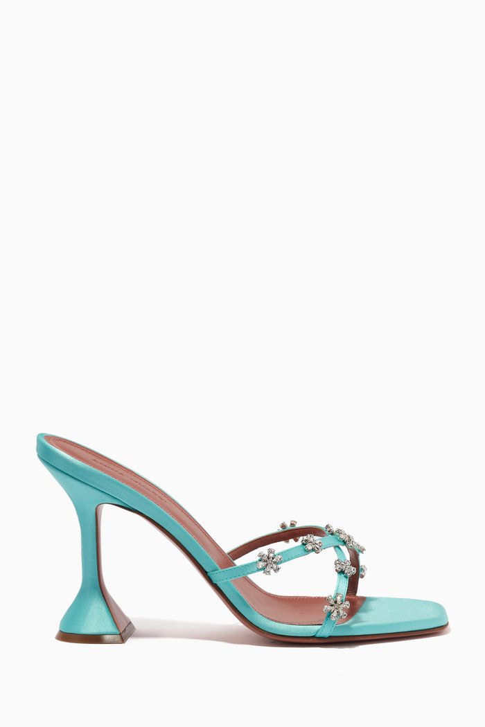 

Lily Crystal Mules in Satin, Blue