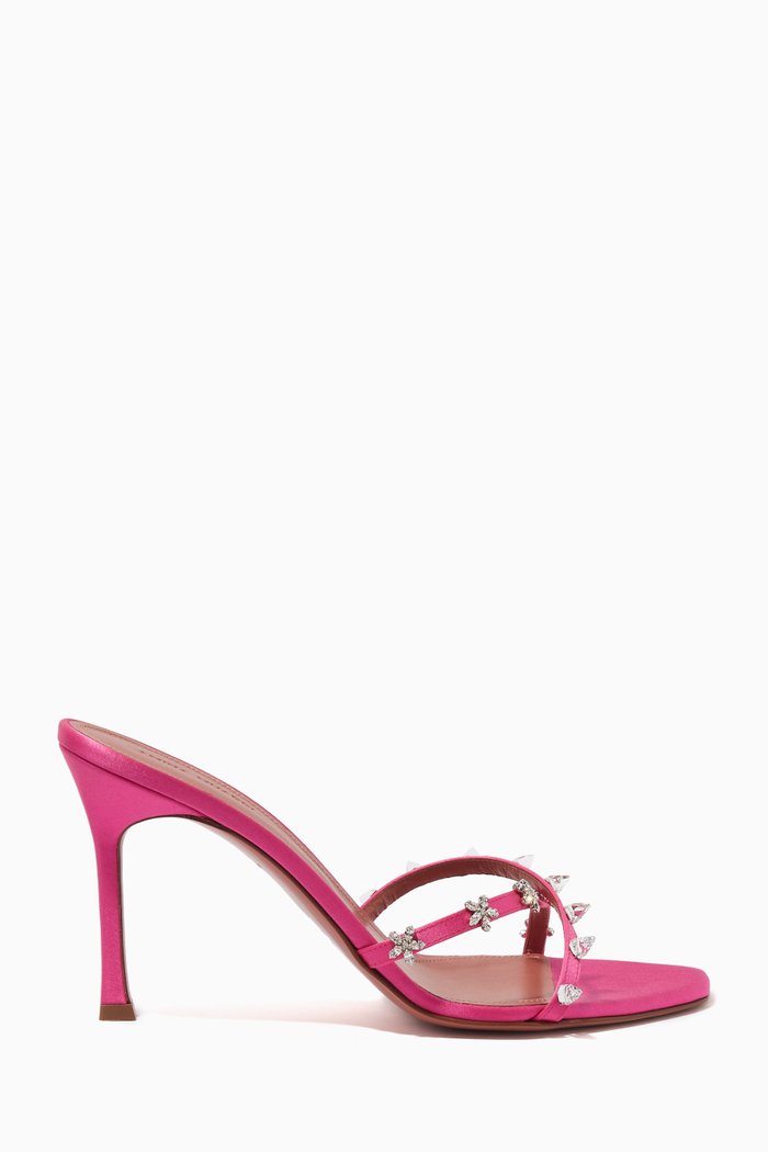 

Felicia 90 Crystal Mules in Satin, Pink