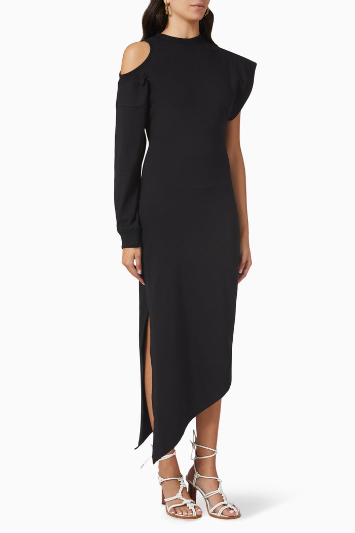 Asymmetric Dress in Jersey, Black