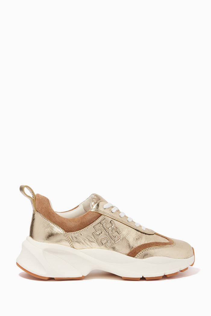

Good Luck Sneakers in Metallic Leather and Suede, Gold