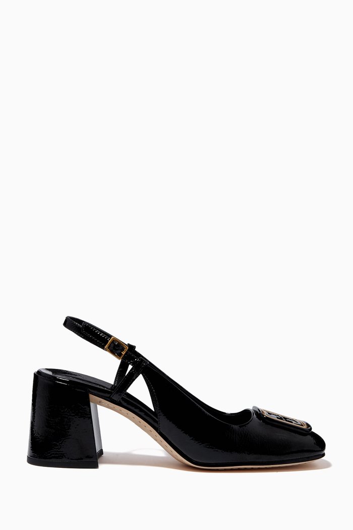 Georgia 70mm Slingback Sandals in Patent Leather, Black