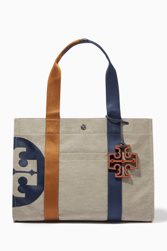 

Logo Tory Tote Bag in Canvas, Neutral