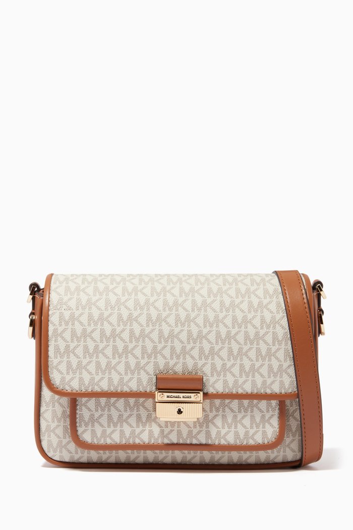 

Bradshaw Medium Messenger Bag in Logo-print Canvas, White