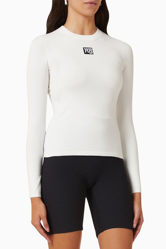 

Puff Logo Patch Top in Knit, White