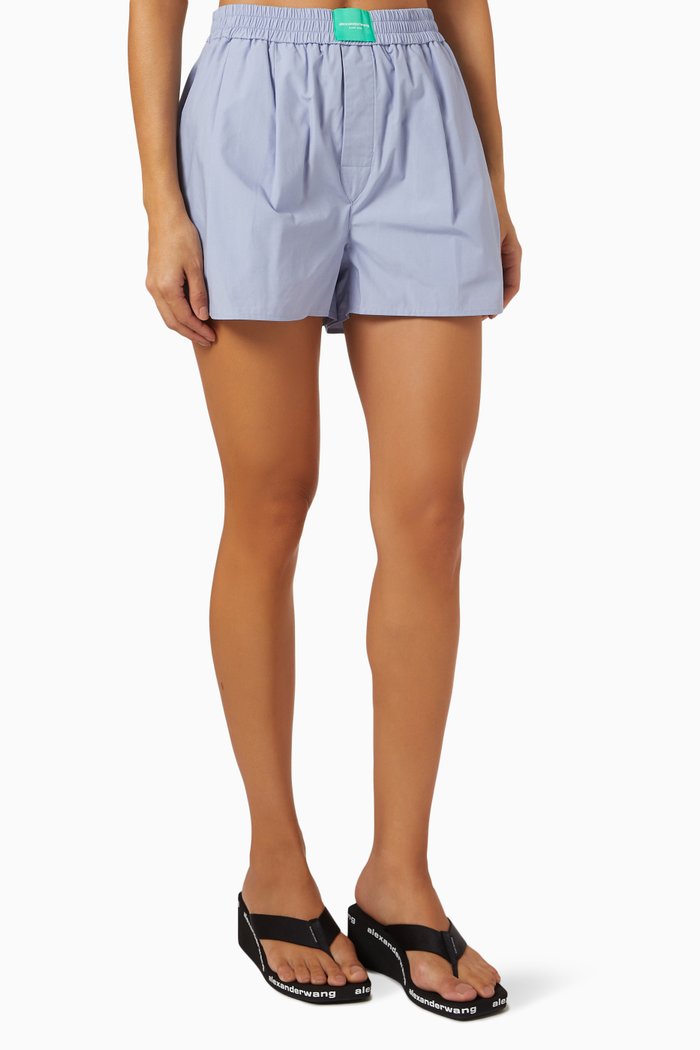 

Classic Boxer Shorts in Cotton Poplin, Blue