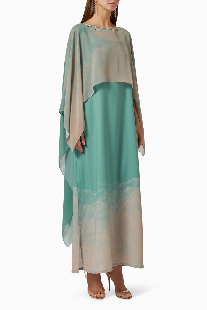 Cloud Sky Cape Dress, Blue