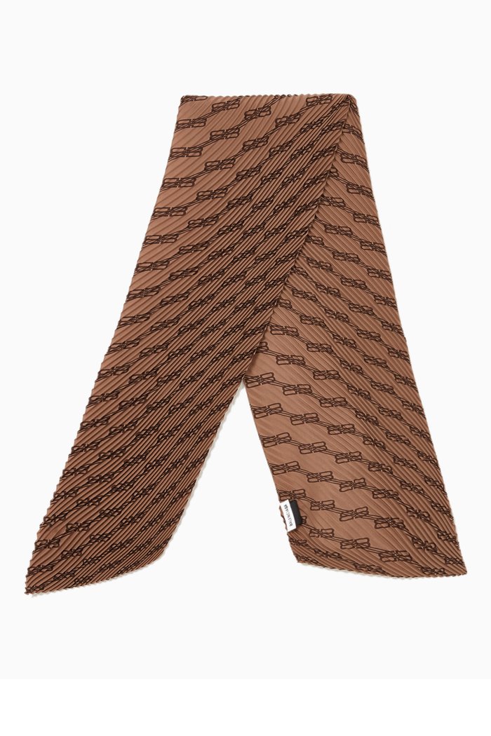 Plisse Scarf in BB Monogram, Neutral