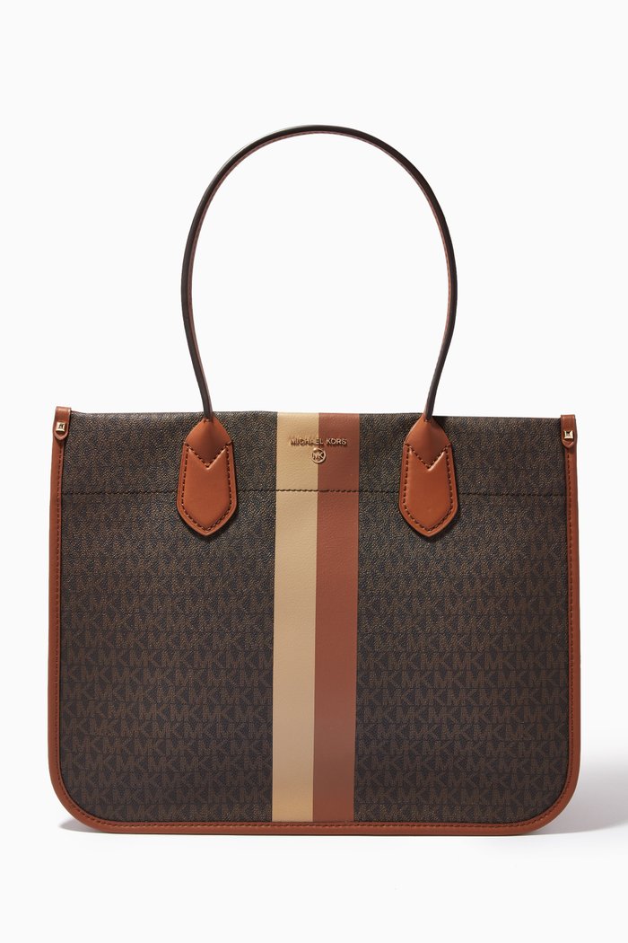 

Heidi Large Tote Bag in Logo-print Canvas, Brown