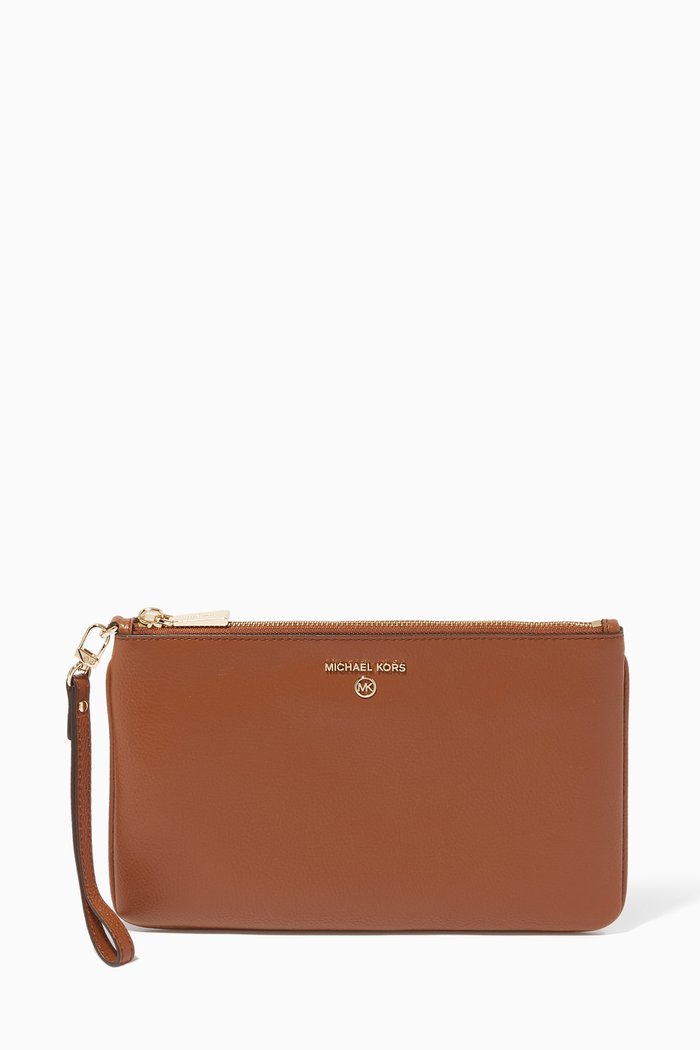 

Jet Set Charm Wristlet in Leather, Brown