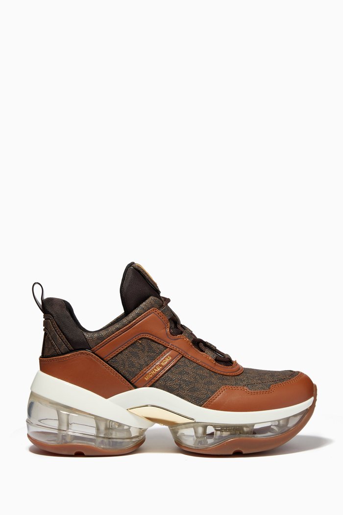 

Olympia Extreme Trainers in Logo-print Canvas & Leather, Brown