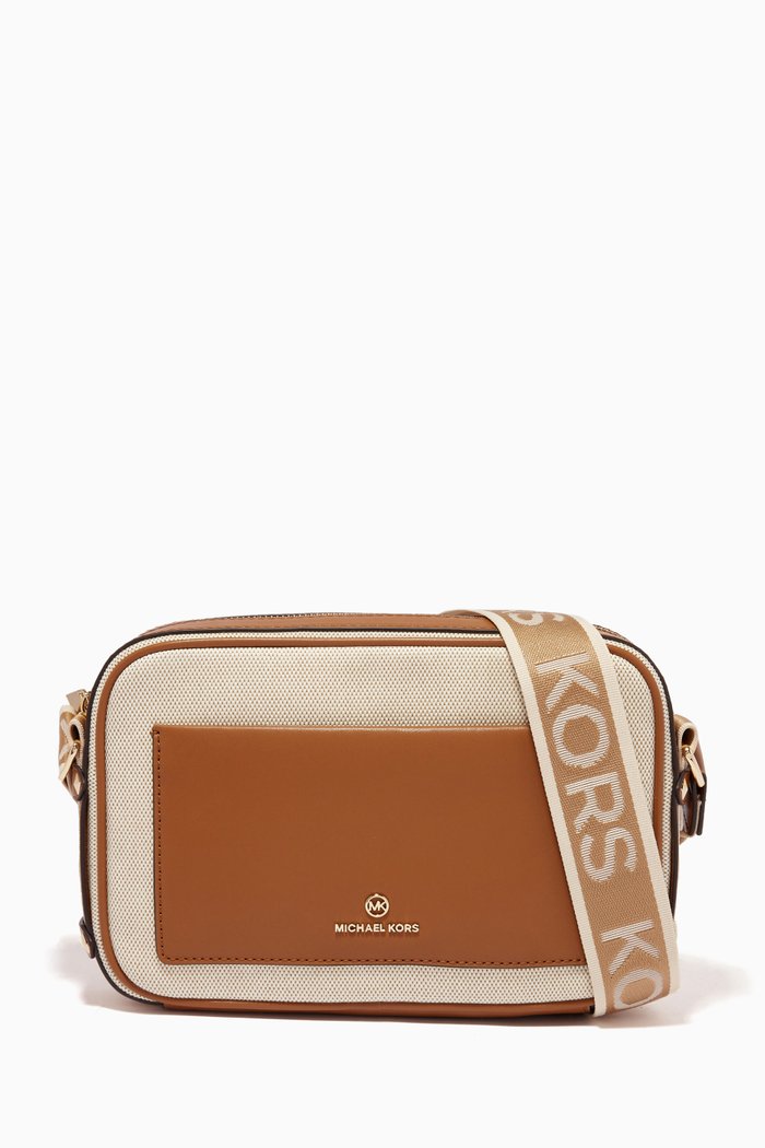 

Maeve Large Crossbody Bag in Canvas & Leather, Brown