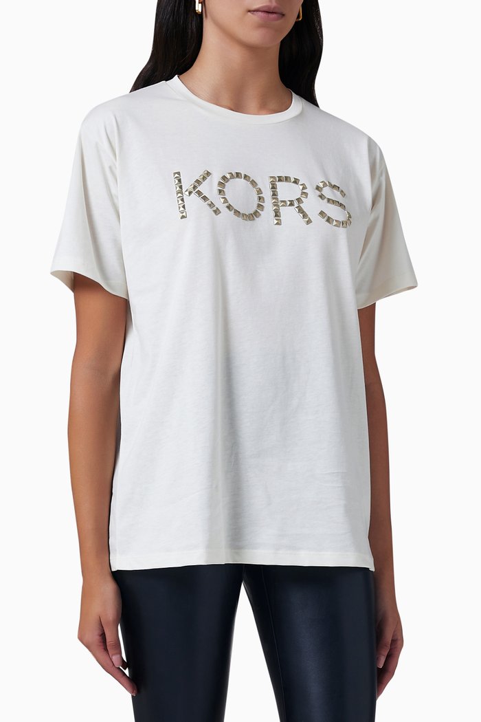 

Studded Kors Logo T-shirt in Organic Cotton, White