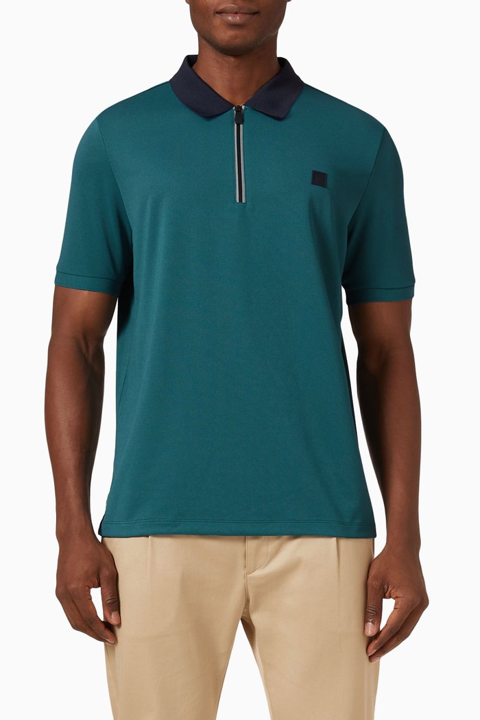 

Half Zip Polo Shirt, Blue