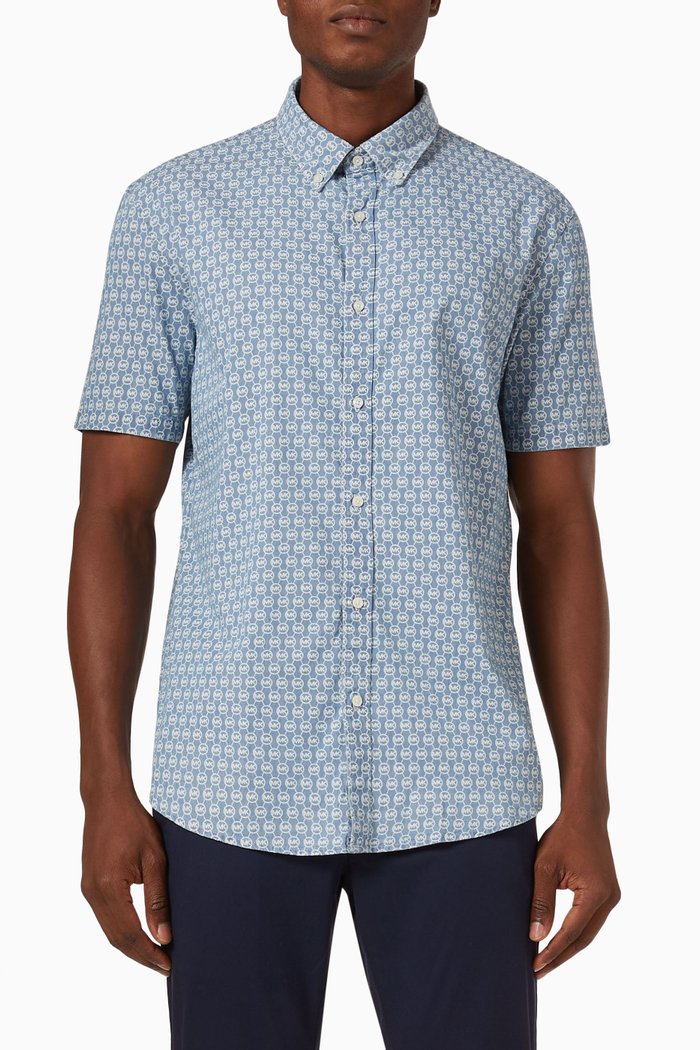 

Slim Fit Shirt in Cotton, Blue