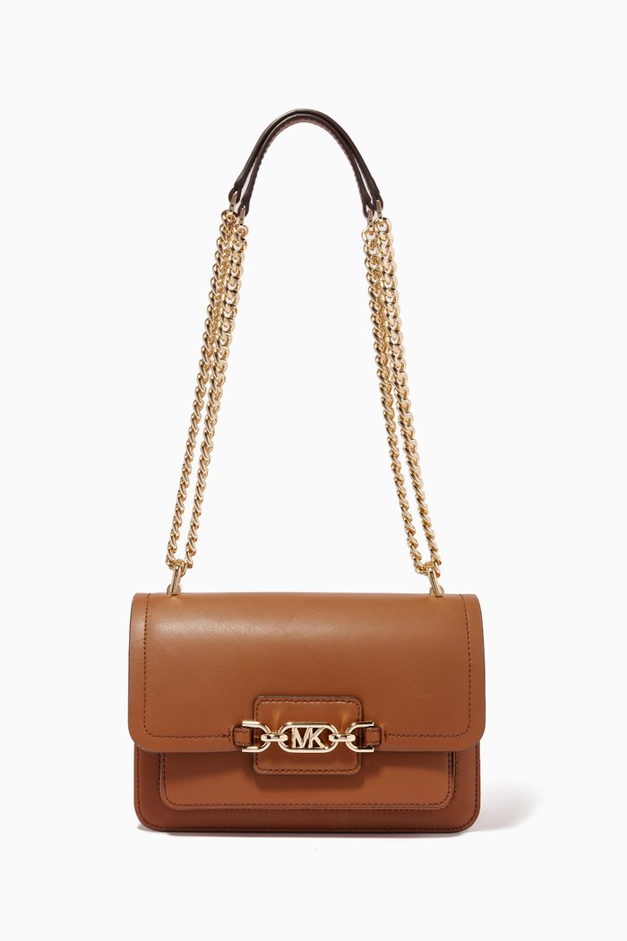 

Heather Large Shoulder Bag in Smooth Leather, Brown
