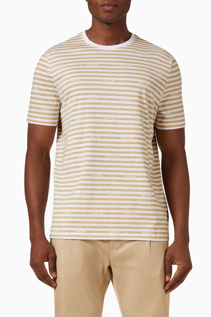 

Striped T-shirt in Cotton, Brown
