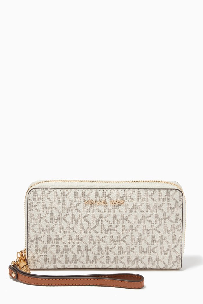 

Jet Set Large Wallet in Logo Canvas, White