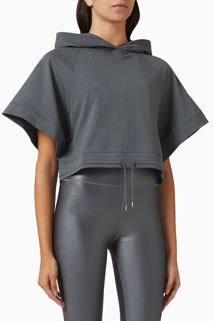 

Glow Crop Hoodie in Cotton Blend, Grey