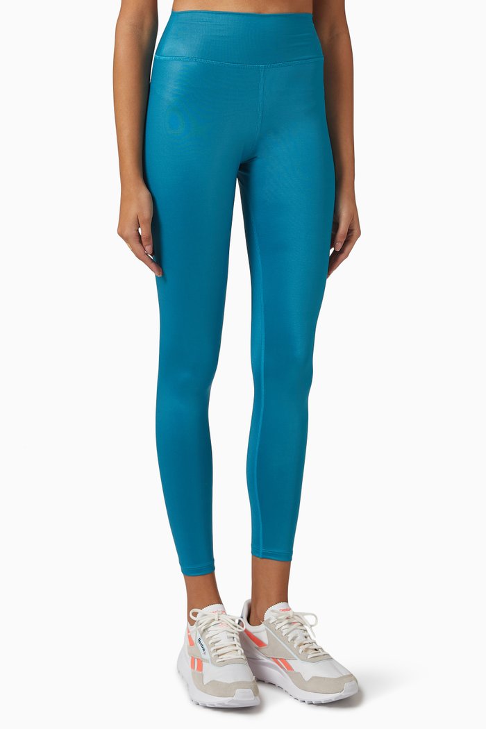 

Glow High Waist Leggings in Metallic Nylon, Blue