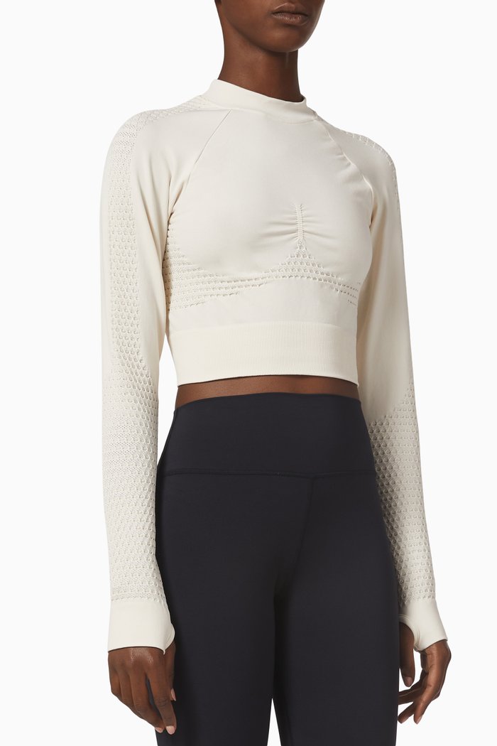 

Serenity Seamless Crop Top in Stretch Nylon, Neutral