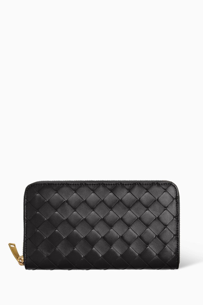 

Zip-around Wallet in Intrecciato Nappa, Black