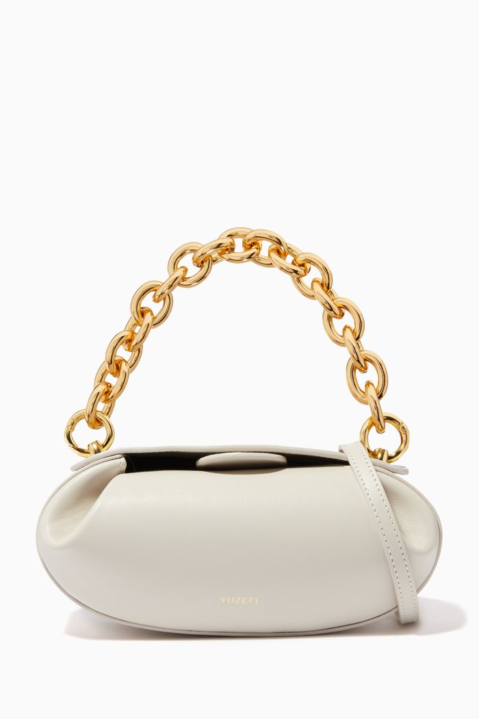 

Dinner Roll Top Handle Bag in Bovine Leather, Neutral