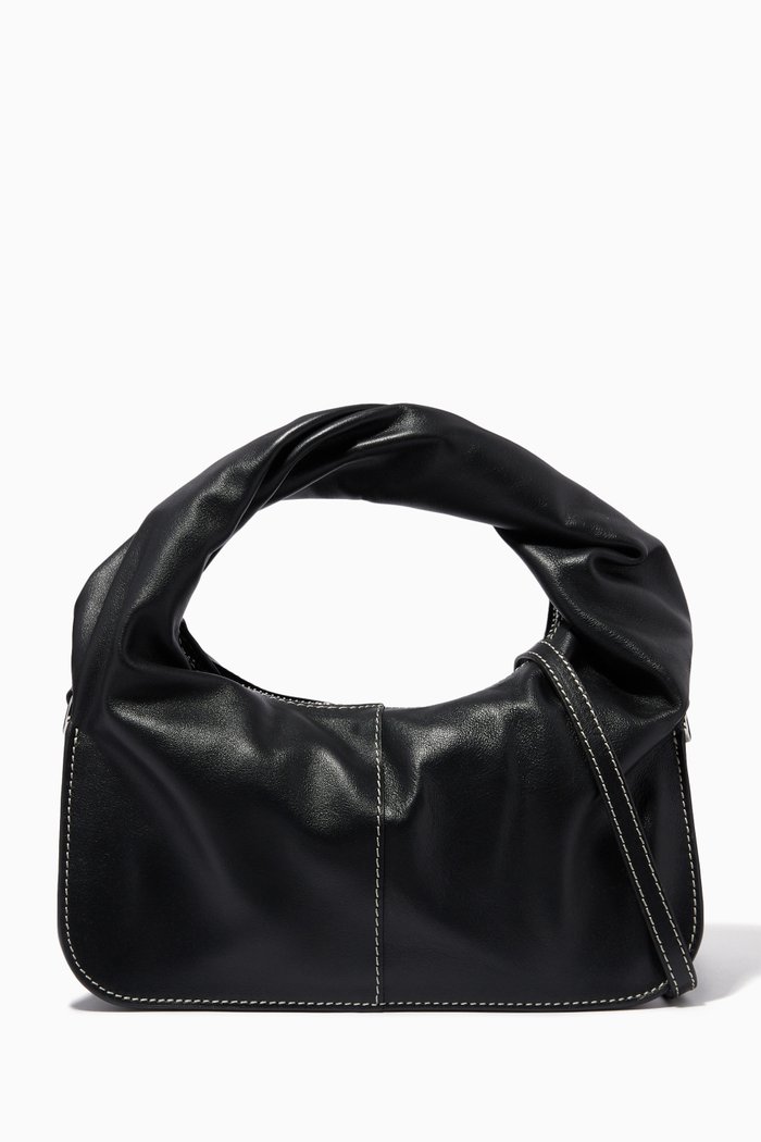 

Wonton Top Handle Bag in Leather, Black
