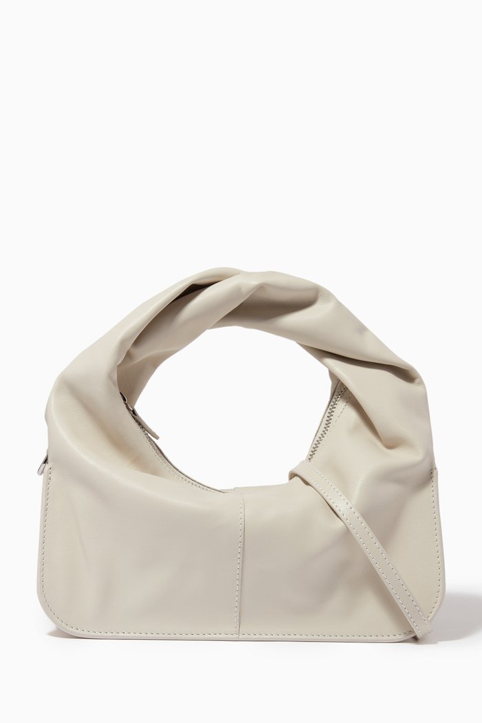 

Wonton Top Handle Bag in Leather, Neutral