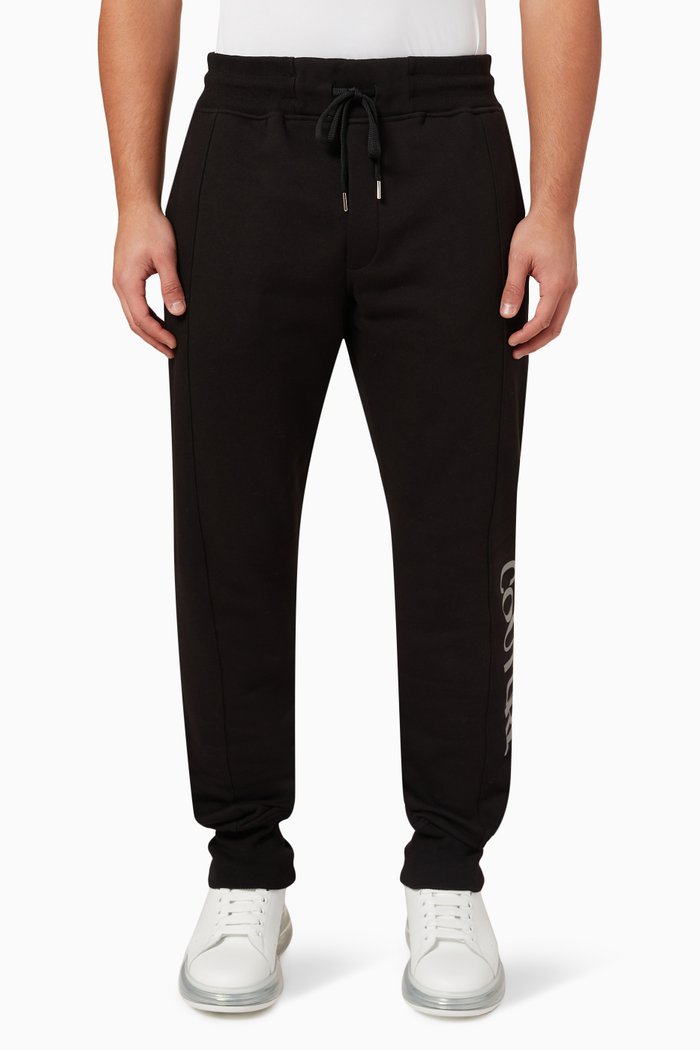 Foil-logo Sweatpants in Cotton-fleece, Black