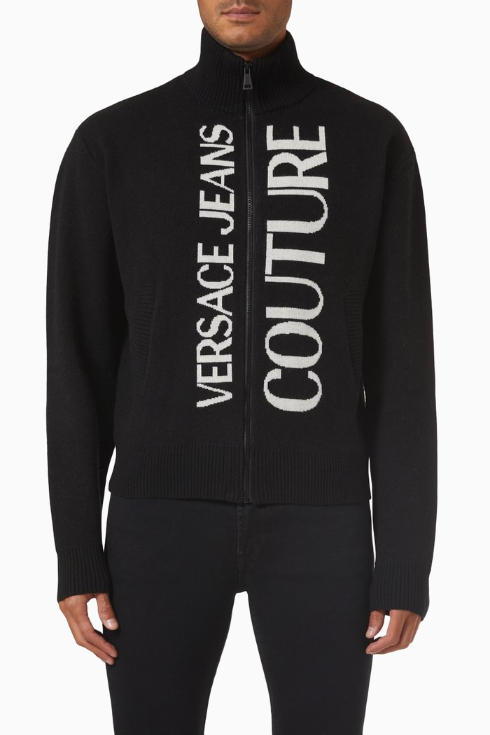 

Zip-Through Sweater in Cashmere, Black