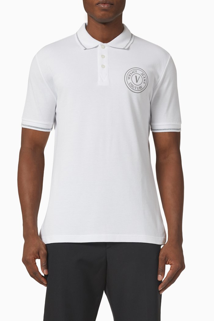Logo Polo Shirt in Cotton Piqué, White