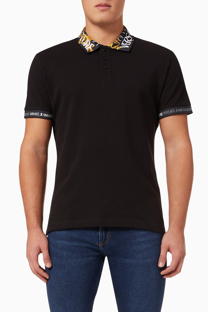 

Baroque Polo Shirt in Cotton-piqué, Black