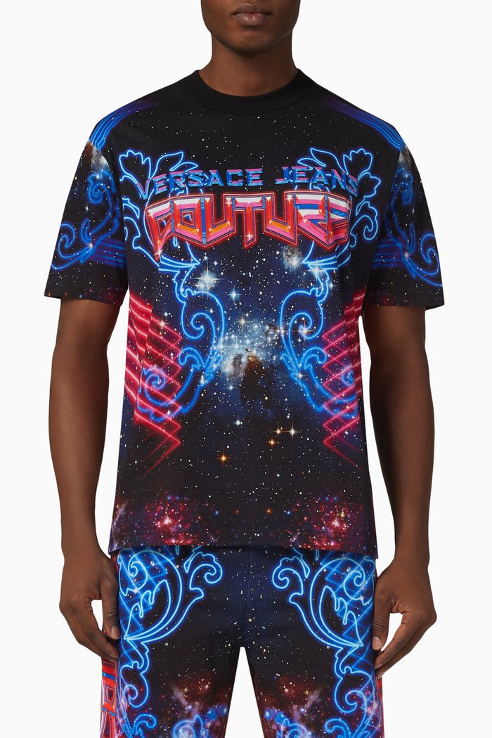 

Galaxy Print T-shirt in Cotton Jersey, Multicolour