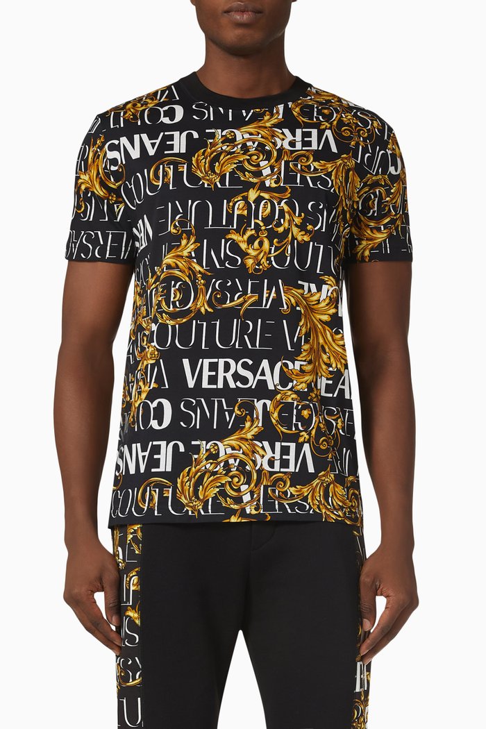 

Baroque Print T-shirt in Cotton Jersey, Black