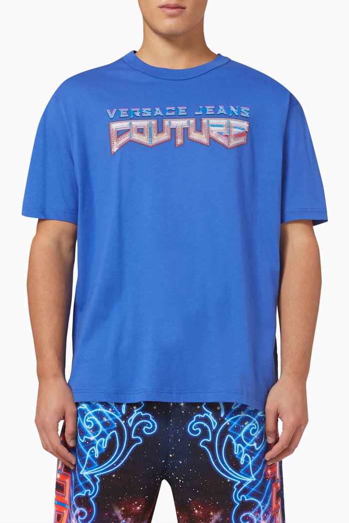 Logo T-shirt in Cotton Jersey, Blue