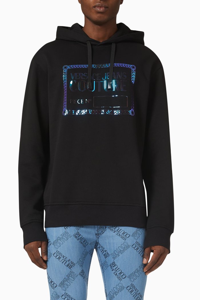 

Iridescent Logo Hoodie in Fleece, Black