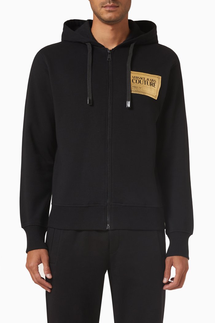 

Zip-Through Hoodie in Fleece, Black