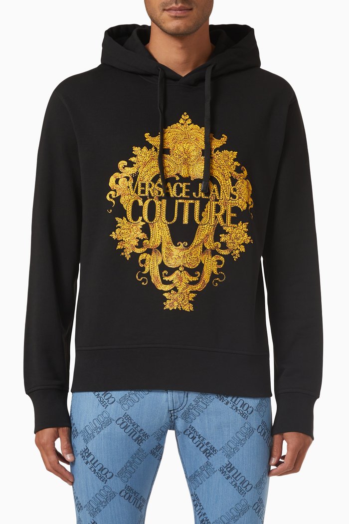 Baroque Hoodie in Cotton Fleece, Black