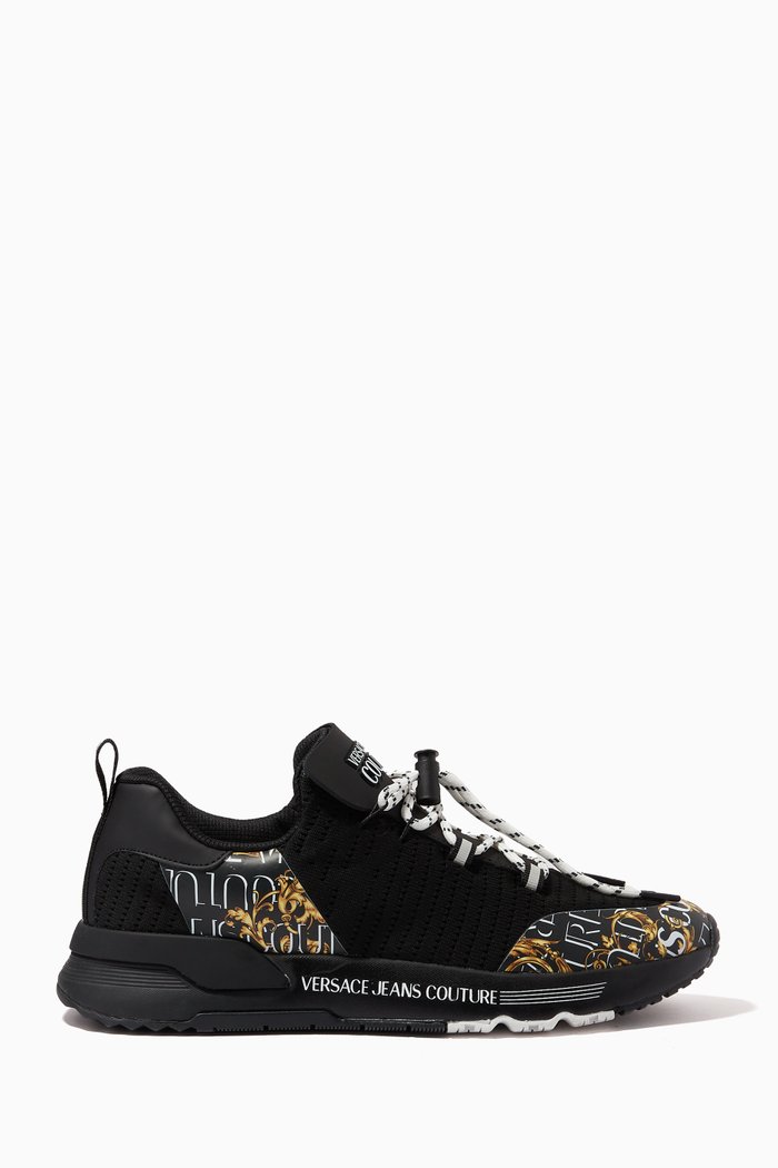 

Dynamic Baroque-print Sneakers in Technical Fabric, Black
