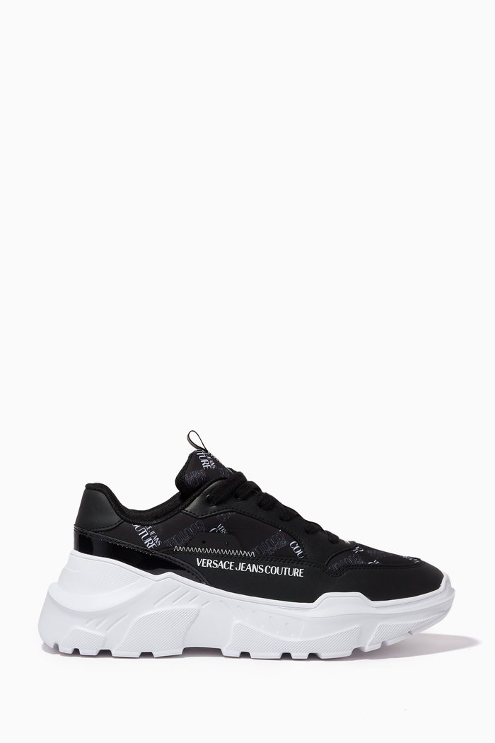 

Logo Speedtrack Sneakers in Mesh & Leather, Black