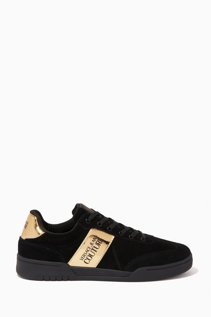 

Brooklyn Logo Sneakers in Leather & Suede, Black