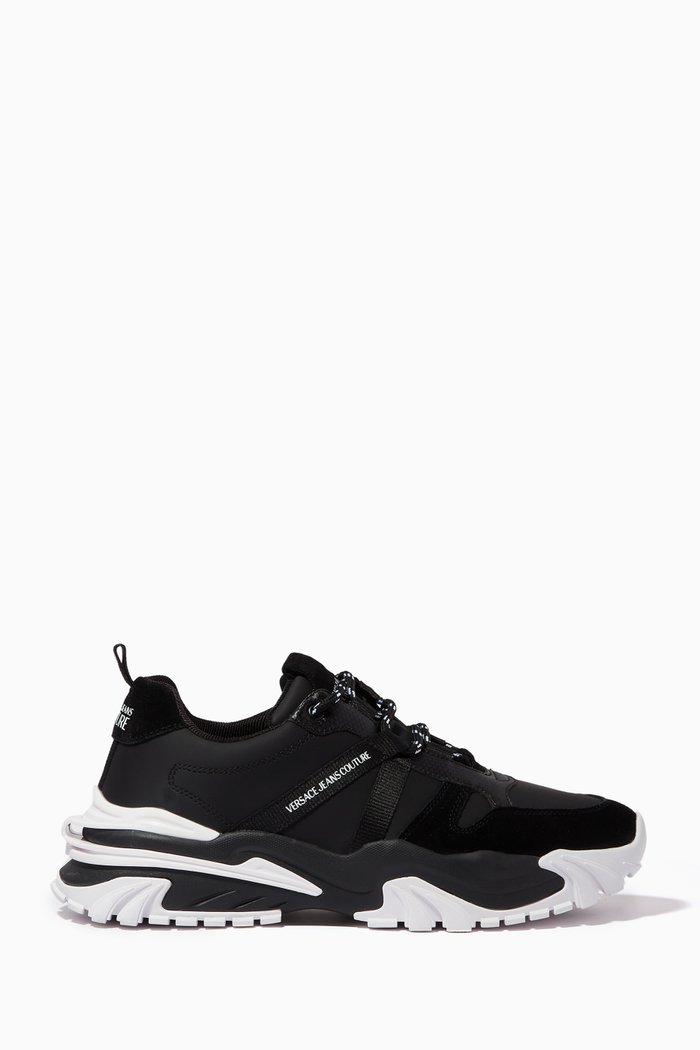 

Trail Treck Sneakers in PU & Leather, Black