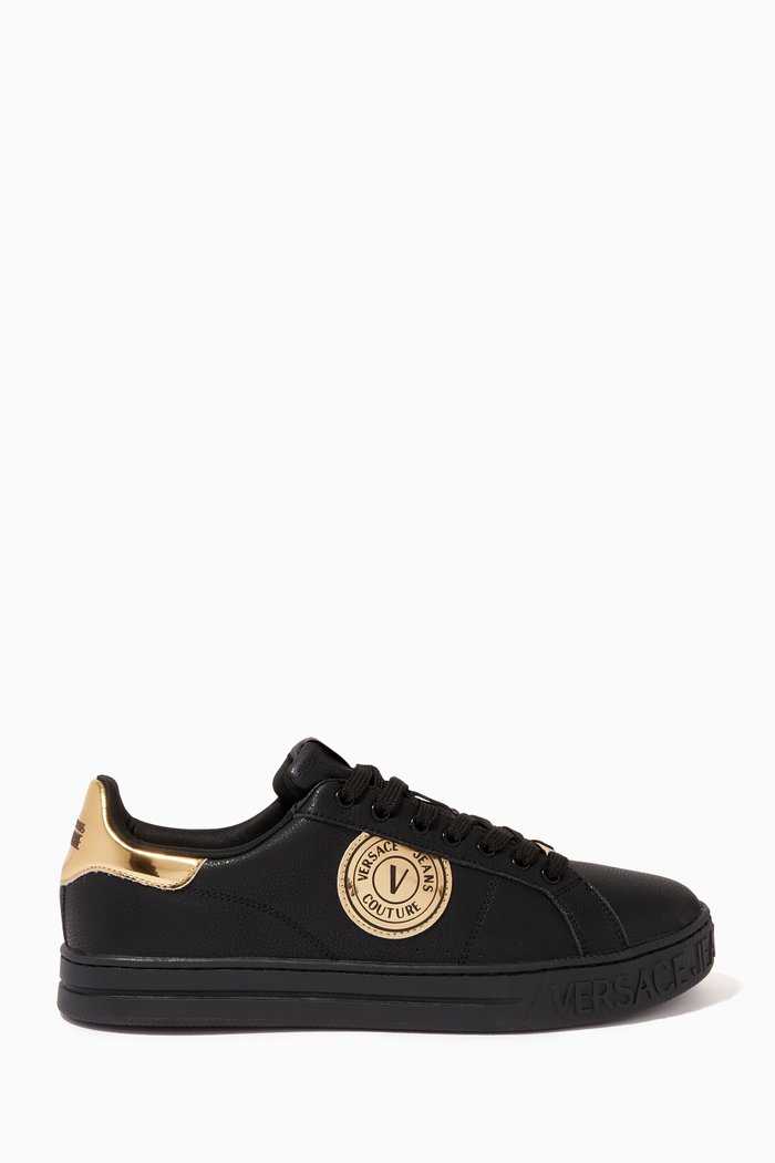 

V-emblem Court 88 Sneakers in PU & Leather, Black