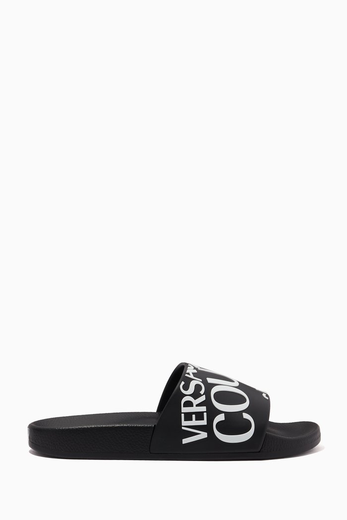 

Logo Slide Sandals in Rubber, Black