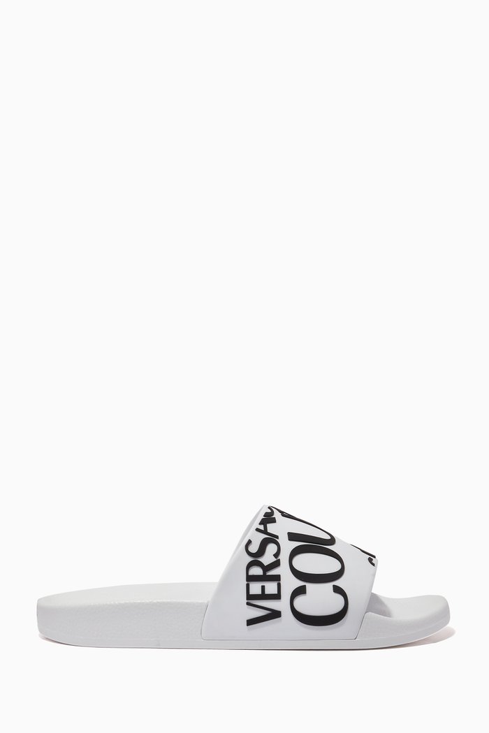 

Logo Slide Sandals in Rubber, White