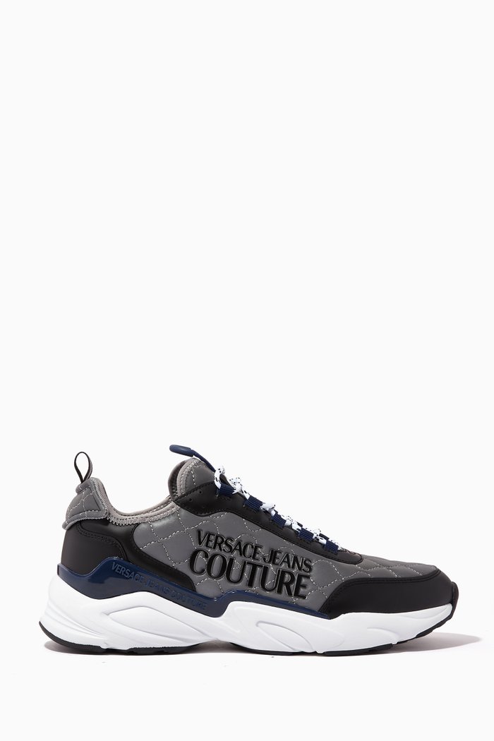 Wave Sneakers in Technical Fabric & PU, Black